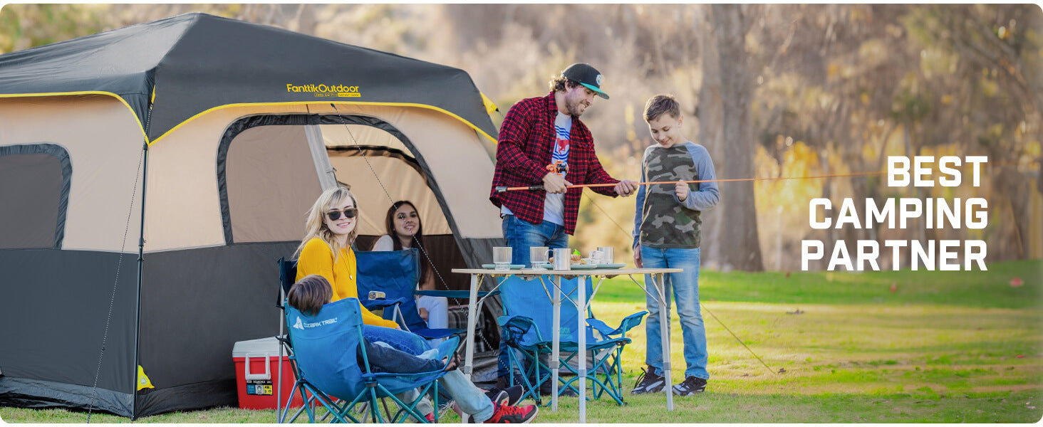 FanttikOutdoor Zeta C8 Pro Instant Cabin Tent 8 Person Camping Tent Setup in 60 Seconds with Rainfly & Windproof Tent with Carry Bag for Family Camping & Hiking, Upgraded Ventilation