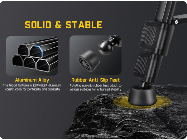 Fanttik DT1 Tripod, Laser Level Tripod with 3-Way Flexible Pan Head, Quick Release Plate with 1/4"-20 Screw Mount and Bubble Level, for Measurement Tools and Cameras