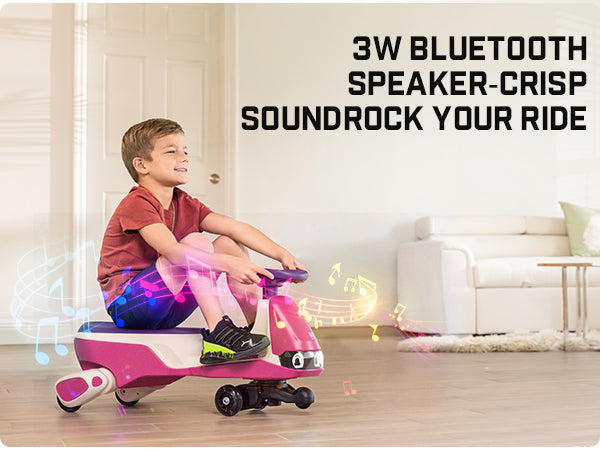 FanttikRide N10 Pro Electric Wiggle Car with Pedal, Type-C Rechargeable Battery, One-Click Detachable Mop, GlideWiz, Anti-Rollover, Flashing Wheels, Bluetooth, Ages 3+, 150 Lbs