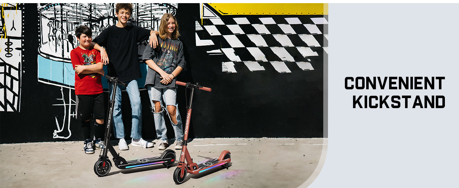 FanttikRide T9 Apex Electric Scooter for Kids 13+ 200W Motor, LED Colorful Lights with Bluetooth Music Speaker, 7/10/12 MPH Digital Display, Adjustable Height, Foldable E-Scooter for Teens