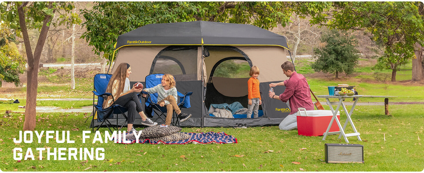 FanttikOutdoor Zeta C8 Pro Max Instant Cabin Tent 8 Person Camping Tent Setup in 60 Seconds with Rainfly & Windproof Tent with Carry Bag for Family Camping & Hiking, Upgraded Tent