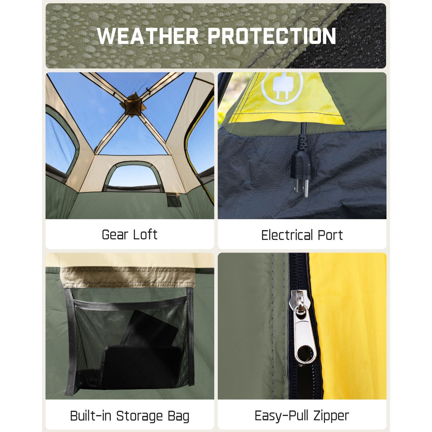 FanttikOutdoor Zeta C4 Pro Camping Tent 4 Person Instant Cabin Tent Setup in 60 Seconds with Rainfly & Windproof Portable Tent with Carry Bag for Family Camping & Hiking