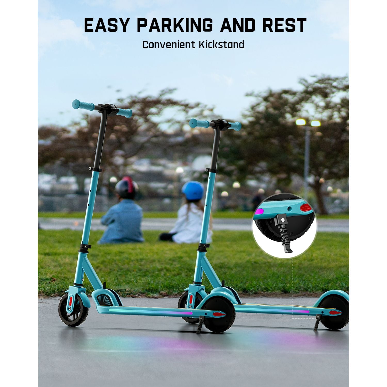 FanttikRide C9 Pro Electric Scooter for Kids Ages 8-12, Colorful Rainbow Lights, 5/8/10MPH, 5 Miles Range, LED Display, Adjustable Height, Foldable, Gifts for Boys and Girls up to 132 lbs