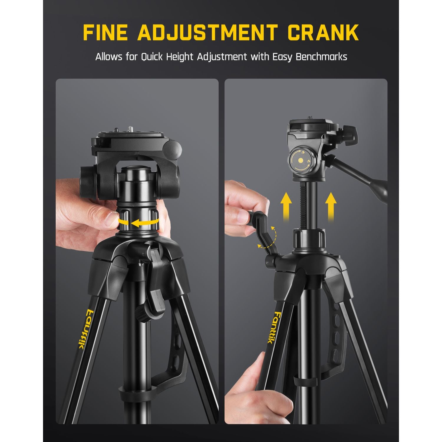 Fanttik DT1 Tripod, Laser Level Tripod with 3-Way Flexible Pan Head, Quick Release Plate with 1/4"-20 Screw Mount and Bubble Level, for Measurement Tools and Cameras