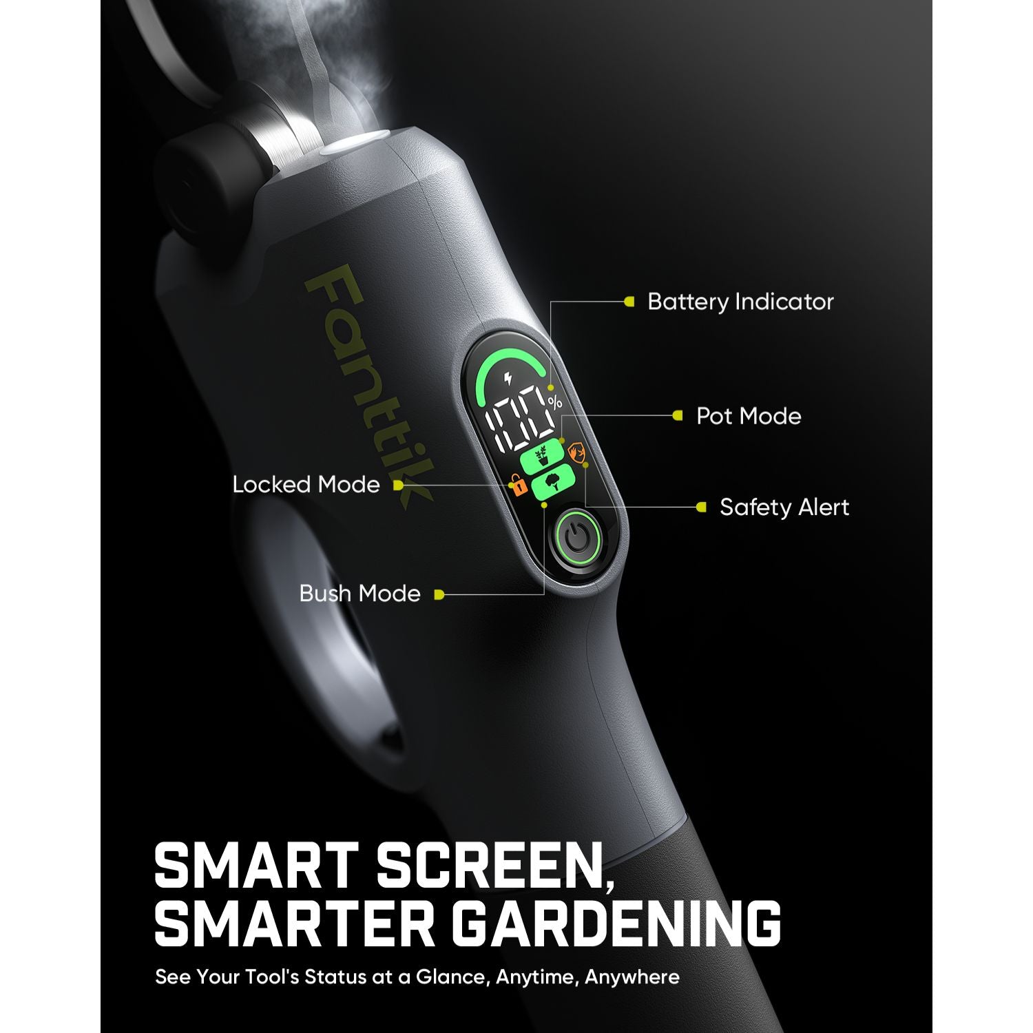 Fanttik Y10 Pro 7.2V Cordless Pruning Shears with Brushless Motor, LED Display, 4-Level Safety System, USB-C Fast Charging, SK5 Steel Blade for Branch Trimming