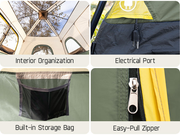 FanttikOutdoor Zeta C10 Pro Camping Tent 10 Person Instant Cabin Tent Setup in 60 Seconds with Rainfly & Windproof Portable Tent with Carry Bag for Family Camping & Hiking