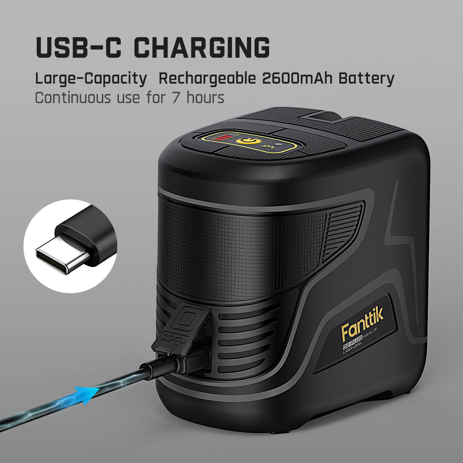 Fanttik D2 PLUS Cross Line Laser, Vertical Green Beam Spread Covers of 130°, DIY Self-leveling Mode, 2600mAh Built-in Rechargeable Battery, 100Ft Visibility, Pulse Mode, Class II (<1 mW max output)