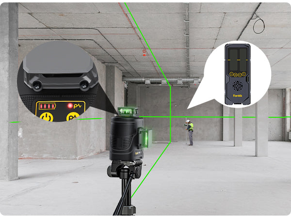 Fanttik D12 PLUS Laser Level 3×360°, Self-leveling Green Cross Line, 12 Lines for Construction and Picture Hanging, 5200mAh Battery Rechargeable, 200ft Outdoor Pulse Mode, Class II (<1 mW max output)