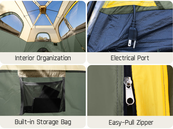 FanttikOutdoor Zeta C8 Pro Camping Tent 8 Person Instant Cabin Tent Setup in 60 Seconds with Rainfly & Windproof Portable Tent with Carry Bag for Family Camping & Hiking