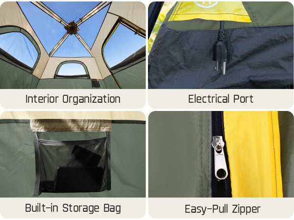 FanttikOutdoor Zeta C6 Pro Camping Tent 6 Person Instant Cabin Tent Setup in 60 Seconds with Rainfly & Windproof Portable Tent with Carry Bag for Family Camping & Hiking