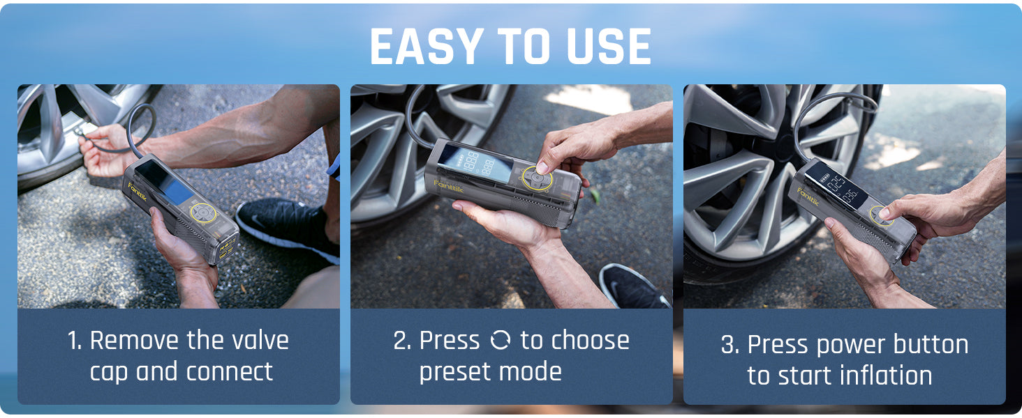 Fanttik X8 APEX Tire Inflator Portable Air Compressor, 1 Min Fast Inflation, 150PSI Cordless Tire Inflator with LED Dual Screen, Suitable for Car, Bike, Motorcycle, Up to 26.3″ Tires