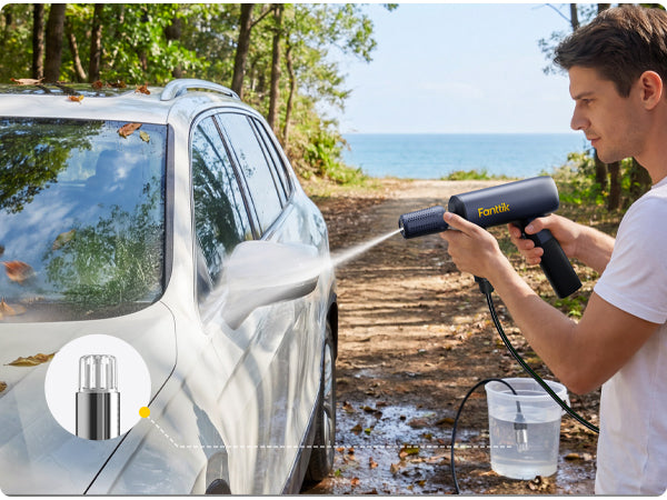 Fanttik NB10 Flip Portable Pressure Washer Gun, Foldable Cordless Pressure Washer Sprayer, Multi-Scenario Compatibility, 5-in-1 Nozzle, HD LED Display and Type-C Charging, for Patio, Camping, Bicycles