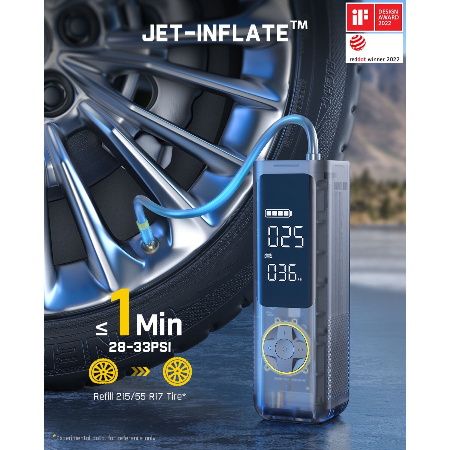 Fanttik X8 Apex Tire Inflator inflating a tire in under 1 minute