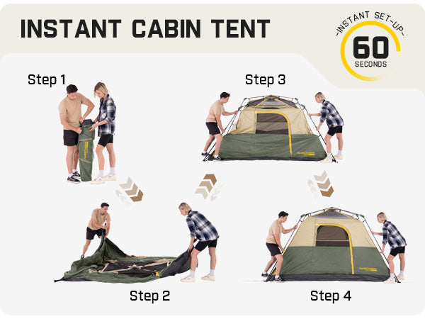 FanttikOutdoor Zeta C6 Pro Camping Tent 6 Person Instant Cabin Tent Setup in 60 Seconds with Rainfly & Windproof Portable Tent with Carry Bag for Family Camping & Hiking