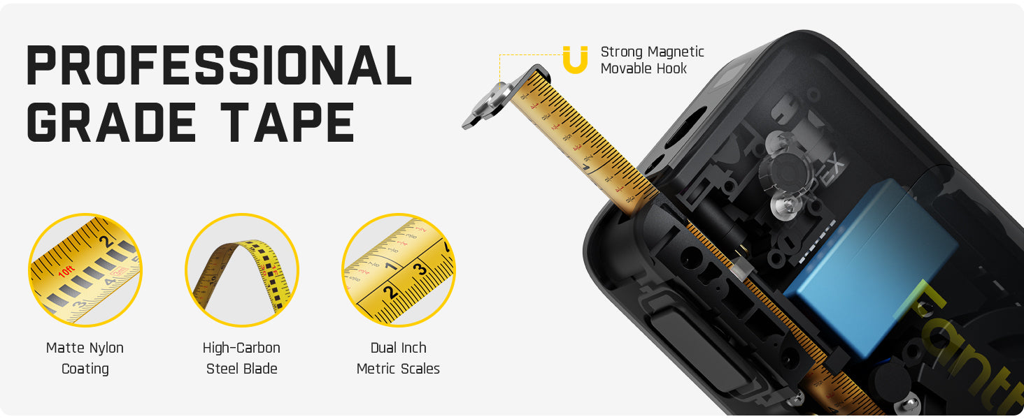 Fanttik A10 Apex 3-in-1 Digital Laser Tape Measure with HD Color Display, 165Ft Rechargeable Laser Measurement & 32Ft Green Cross Line Laser & 9.8Ft Tape, 6 Units, for Distance/Area/Volume/Leveling