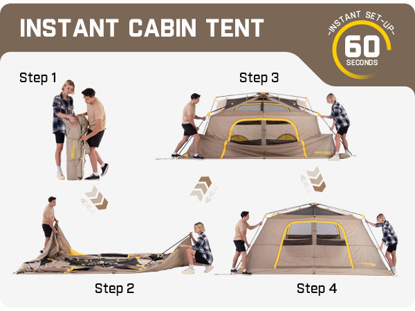 FanttikOutdoor Camping Tent, Lightweight 8 Person Instant Cabin Tent Setup in 60 Seconds with Rainfly & Windproof, Portable with Carry Bag for Family Camping & Hiking, Upgraded Ventilation
