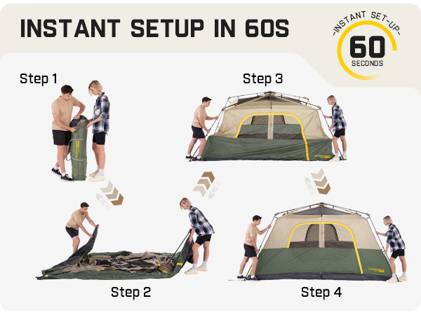 FanttikOutdoor Zeta C8 Pro Camping Tent 8 Person Instant Cabin Tent Setup in 60 Seconds with Rainfly & Windproof Portable Tent with Carry Bag for Family Camping & Hiking