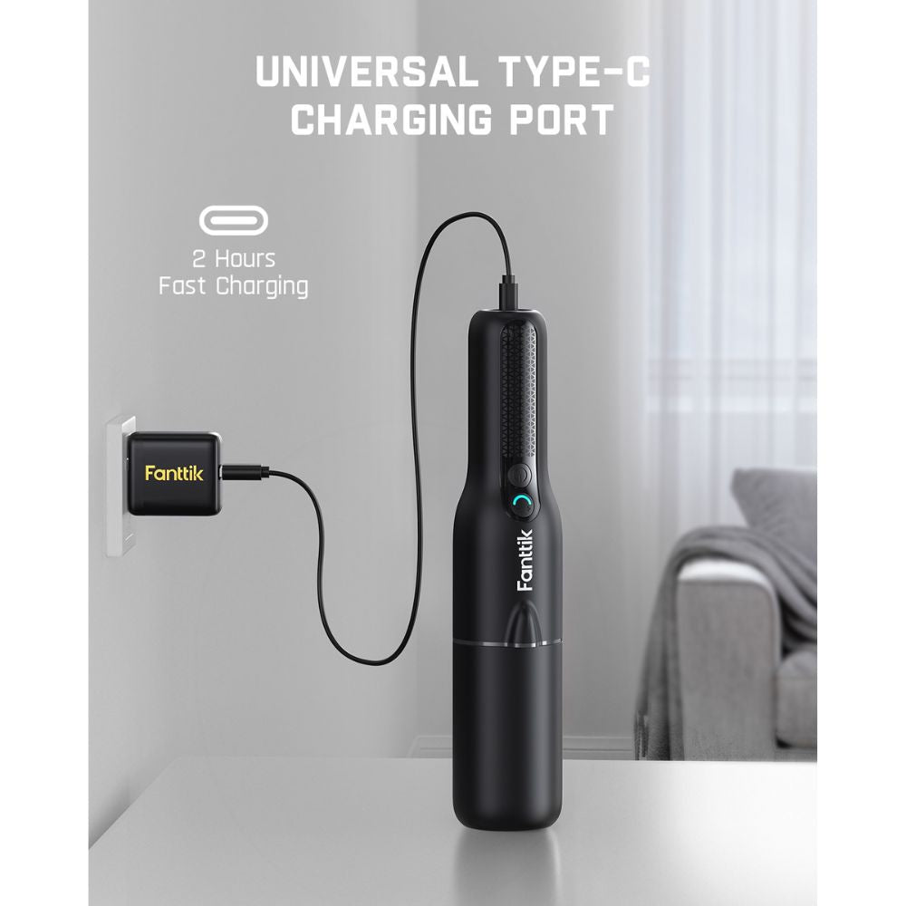 Fanttik Robustclea V7 Ace Handheld Vacuum Cordless, 11kPa/27AW Strong Suction, 1 LB Portable Vacuum, Two Modes Suction with LED Light, USB-C Fast Charging, Mini Vacuum for Home, Car, Pet
