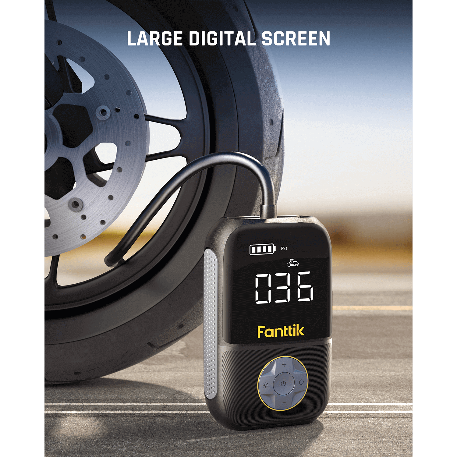 4 types of preset inflation modes are clearly displayed on the large LED screen, convenient for you to choose. The manual mode allows you to set pressure value according to the inflation object and the inflation stops automatically at the set pressure.