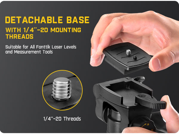 Fanttik DT1 Tripod, Laser Level Tripod with 3-Way Flexible Pan Head, Quick Release Plate with 1/4"-20 Screw Mount and Bubble Level, for Measurement Tools and Cameras