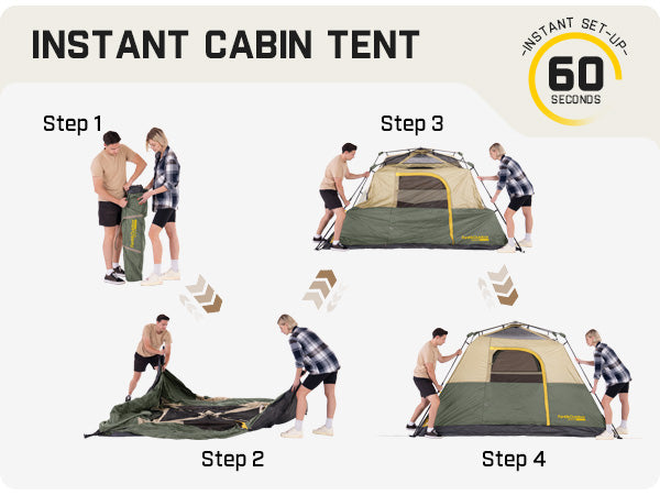 FanttikOutdoor Zeta C4 Pro Camping Tent 4 Person Instant Cabin Tent Setup in 60 Seconds with Rainfly & Windproof Portable Tent with Carry Bag for Family Camping & Hiking