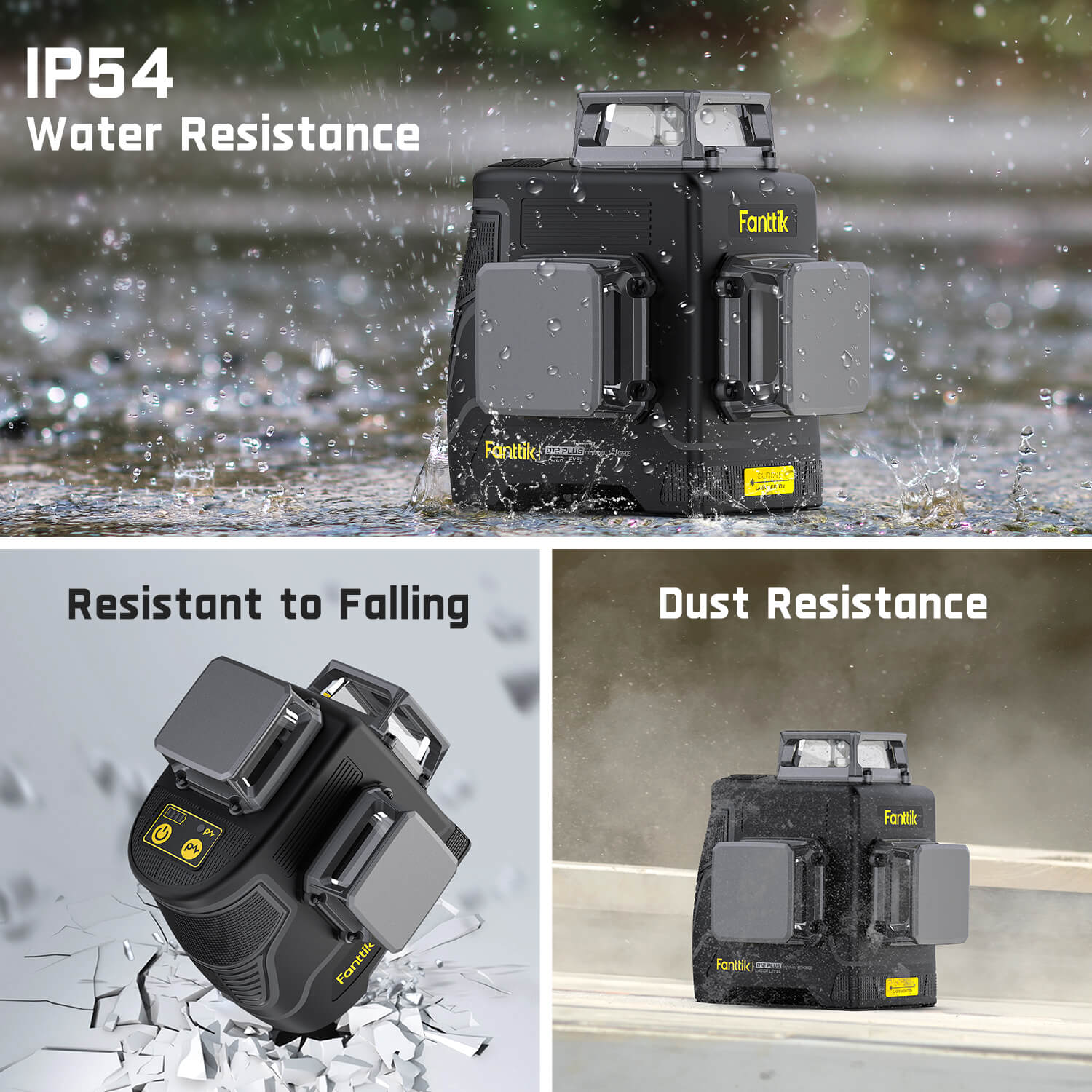 Fanttik D12 PLUS Laser Level 3×360°, Self-leveling Green Cross Line, 12 Lines for Construction and Picture Hanging, 5200mAh Battery Rechargeable, 200ft Outdoor Pulse Mode, Class II (<1 mW max output)