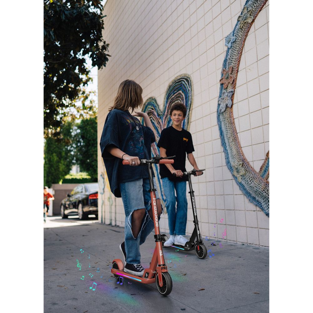 FanttikRide T9 Apex Electric Scooter for Kids 13+ 200W Motor, LED Colorful Lights with Bluetooth Music Speaker, 7/10/12 MPH Digital Display, Adjustable Height, Foldable E-Scooter for Teens
