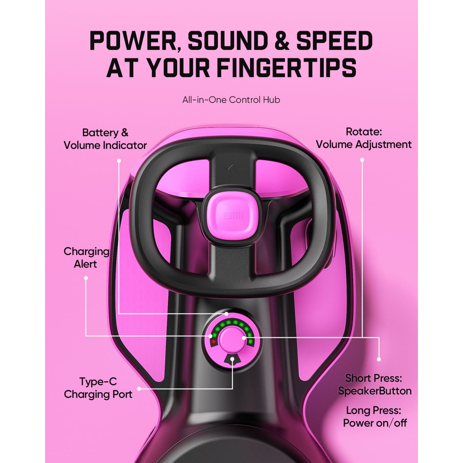 FanttikRide N10 Classic 6V Electric Wiggle Car with Pedal-Pink