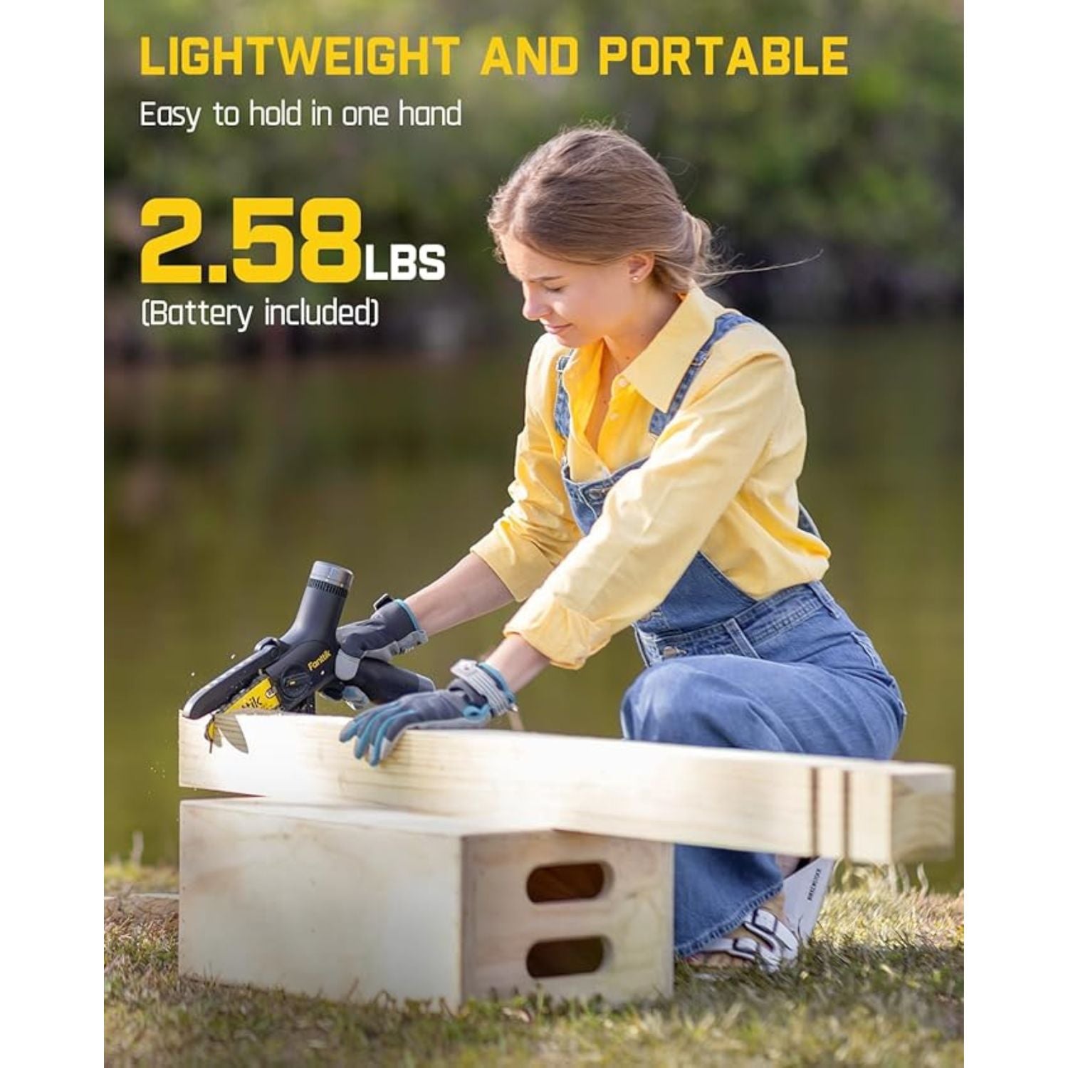 Fanttik W10 APEX Mini Chainsaw with LED Display, Brushless Motor, 2500 mAh, Handheld Electric Chainsaw Cordless for Tree Wood, Tools for Household and Garden