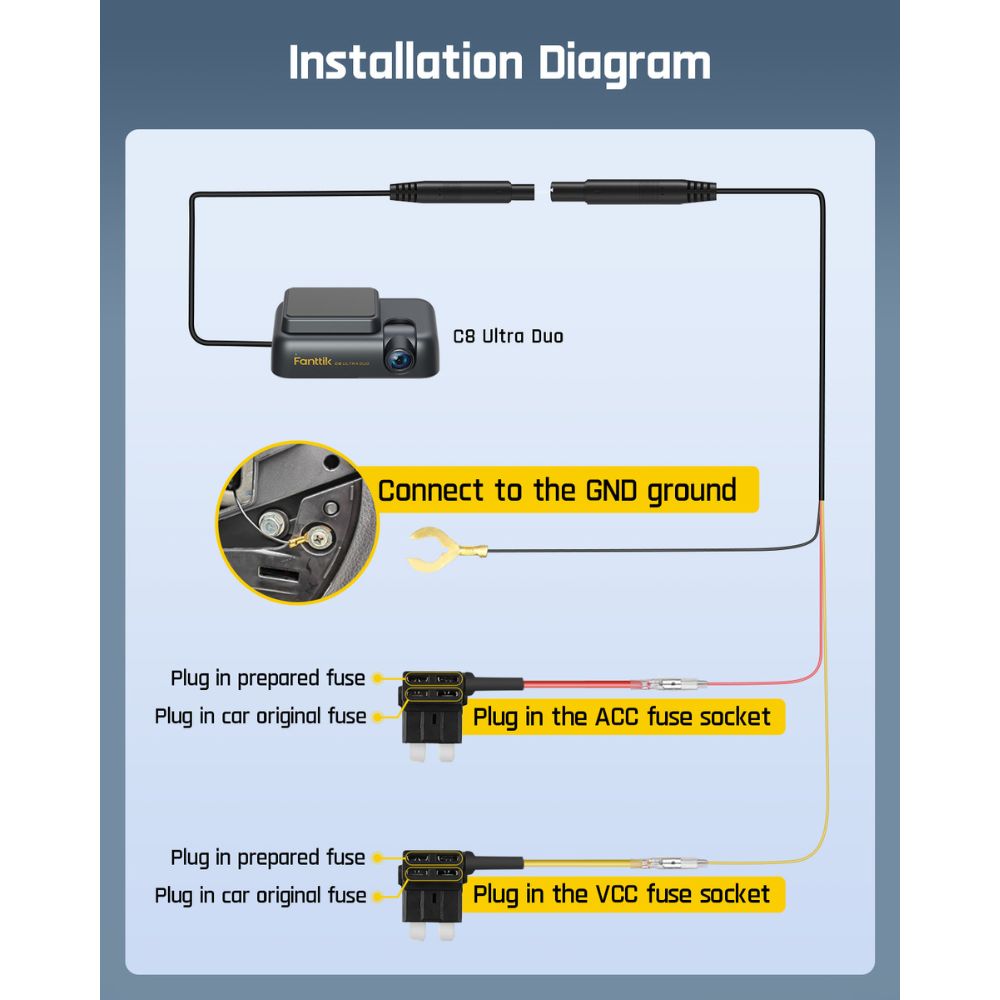 Fanttik JY30H Intelligent Hardwire Kit for C8 Ultra Duo Dash Cam