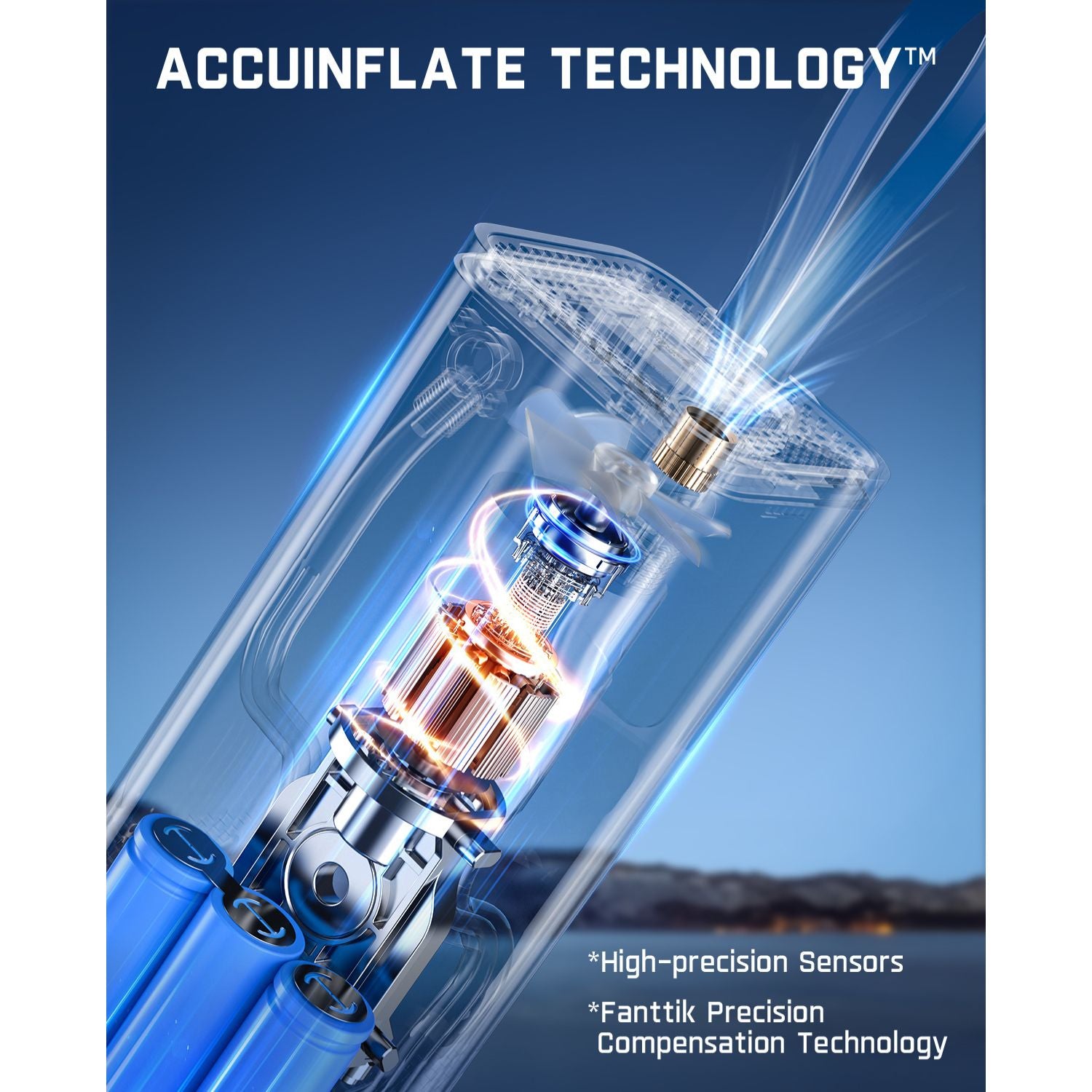 Fanttik X9 APEX Tire Inflator internal technology - ACCUINFLATE TECHNOLOGY