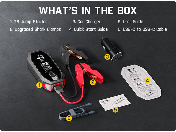Fanttik T8 1300 Amp Jump Starter, 12V Extreme Safe Lithium Portable Jump Starter