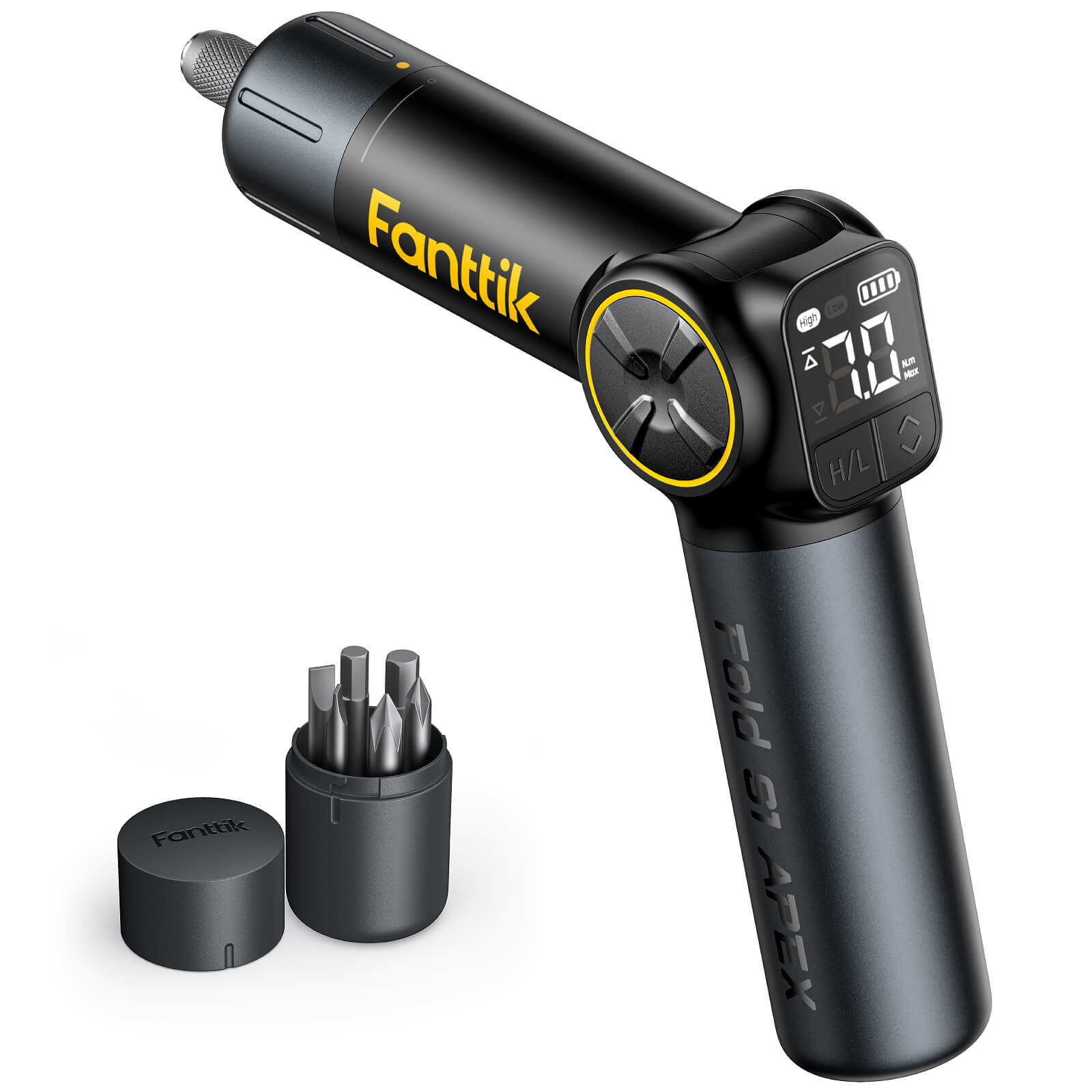 Fanttik Fold S1 APEX 3.7V Cordless Screwdriver, Electric Screwdriver, Screen Interaction, Pivot Handle, High/Low RPM Options, Max 7N.m, 6 Bits, 1/4''Hex, Ideas DIY Tool