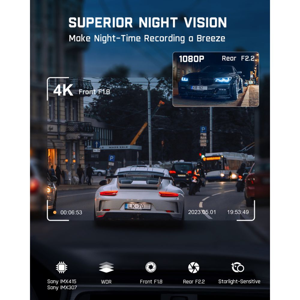 Fanttik C8 Ultra Duo True 4K+1080P Dual Dash Cam
