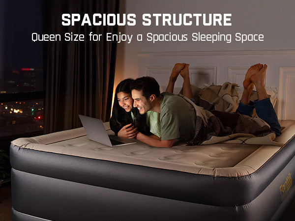 Fanttik OQ22 Pro Air Matress Queen with Built-in Pump, 22 Inches O'Smell™ PVC Air Mattress, One Button Inflation and Stop at Any Time, 720 LBS Support Airbed for Home,Outdoors,Sleepover
