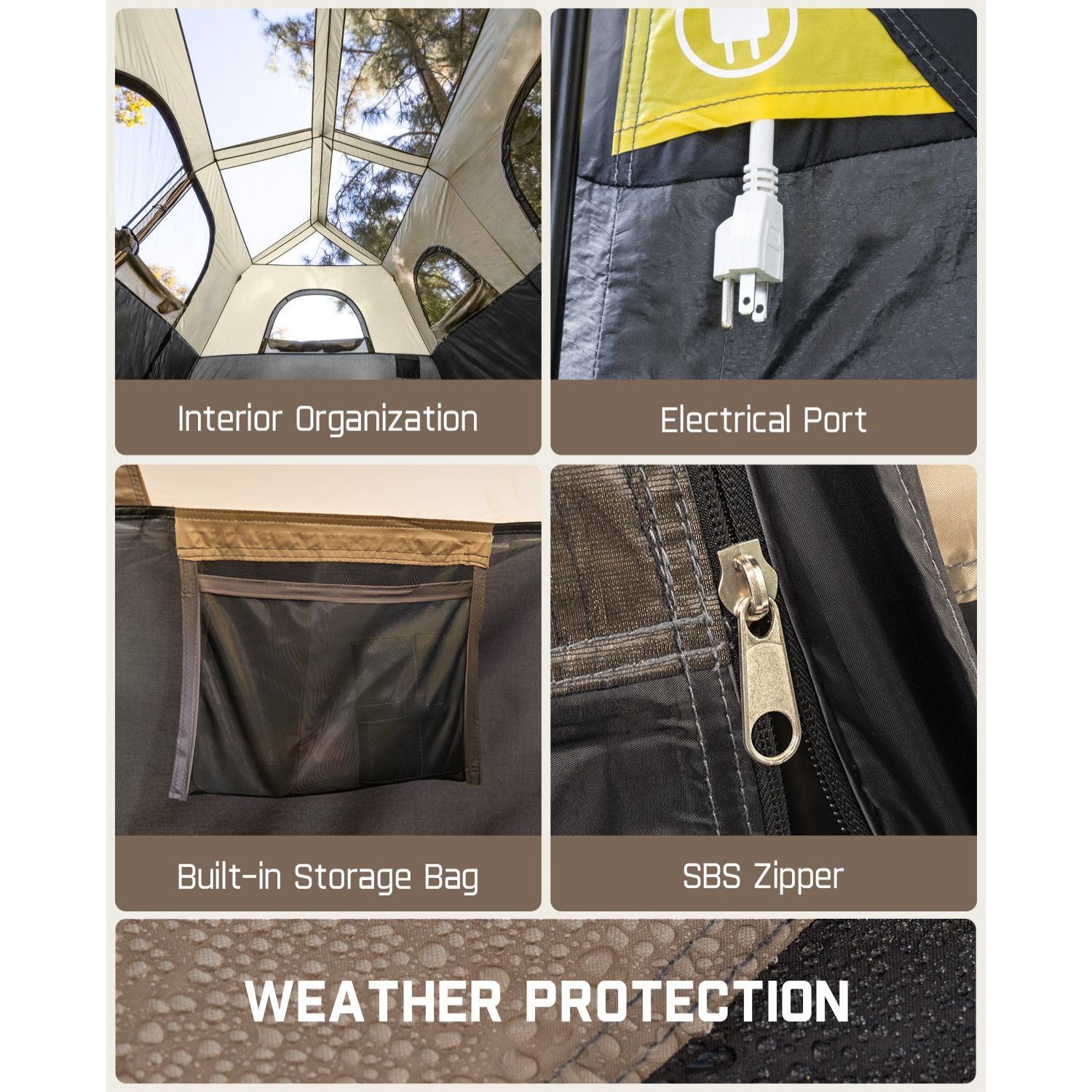 FanttikOutdoor Instant Cabin Tent 10 Person Camping Tent Setup in 60 Seconds with Rainfly & Windproof Portable with Carry Bag for Family Camping & Hiking, Upgraded Ventilation