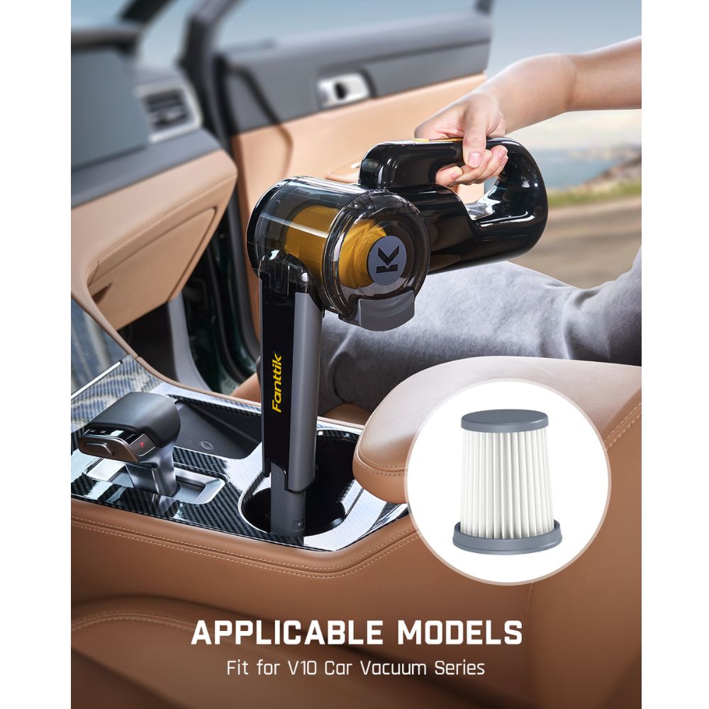 Fanttik 2-Pack Replacement HEPA Filters, Washable and Reusable Filter, Fits for Fanttik V10 Mate and V10 Apex Car Vacuum