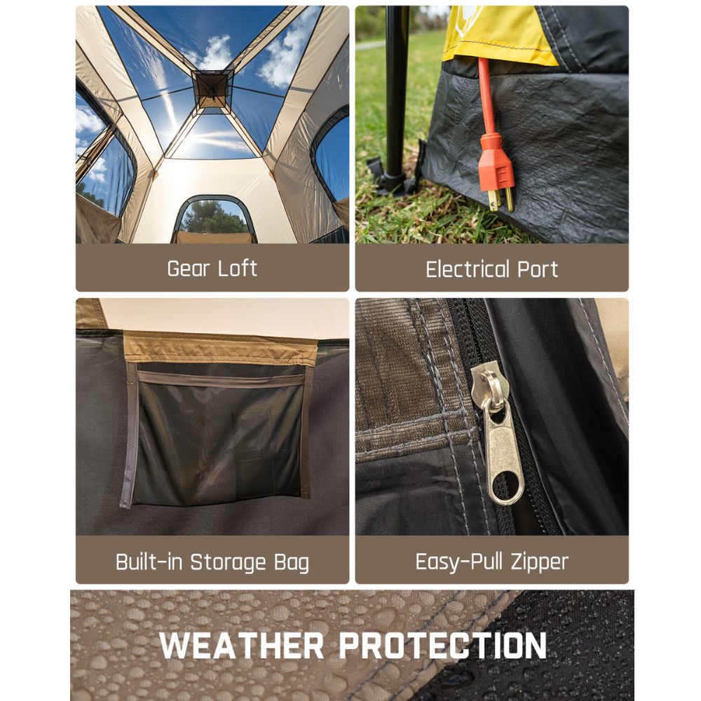 FanttikOutdoor Zeta C8 Pro Instant Cabin Tent 8 Person Camping Tent Setup in 60 Seconds with Rainfly & Windproof Tent with Carry Bag for Family Camping & Hiking, Upgraded Ventilation