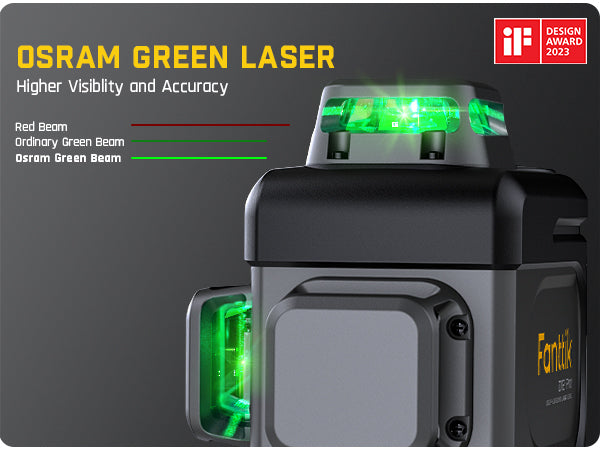 Fanttik D12 PRO Laser Level 3 x 360°, Self-Leveling Cross Line Laser with LED Screen, 3D Green Cross Line, 5200mAh Battery Rechargeable, Pulse Mode, Magnetic support