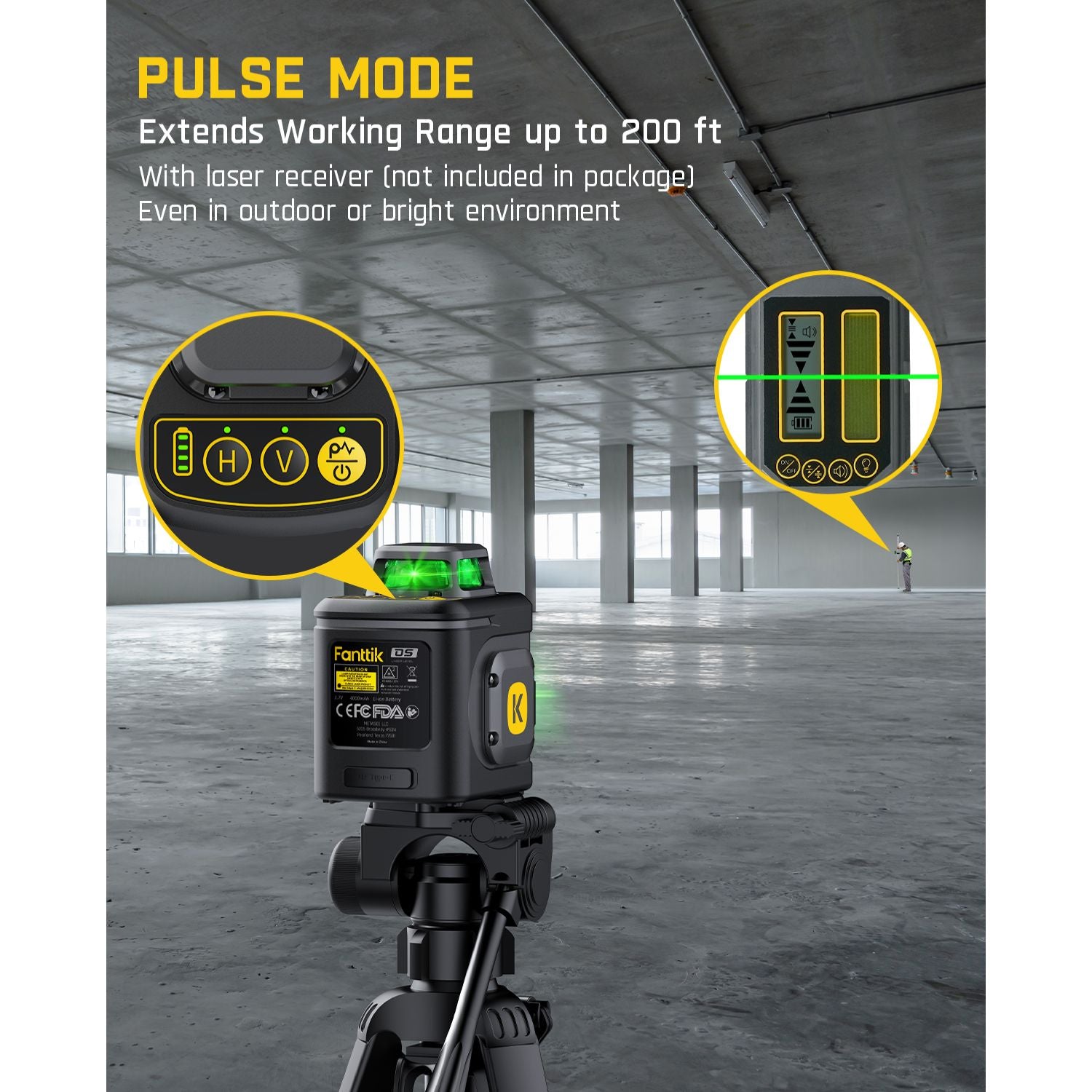 Fanttik D5 Laser Level 360°, Self-Leveling Green Cross Line Laser 100 ft, 4000 mAh Rechargeable Battery, Magnetic Bracket, for Picture Hanging and Renovation