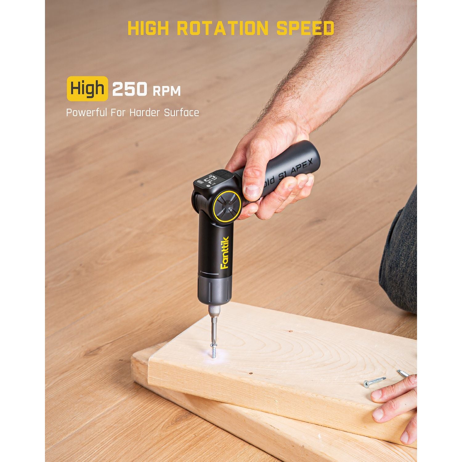 Fanttik Fold S1 APEX 3.7V Cordless Screwdriver, Electric Screwdriver, Screen Interaction, Pivot Handle, High/Low RPM Options, Max 7N.m, 6 Bits, 1/4''Hex, Ideas DIY Tool