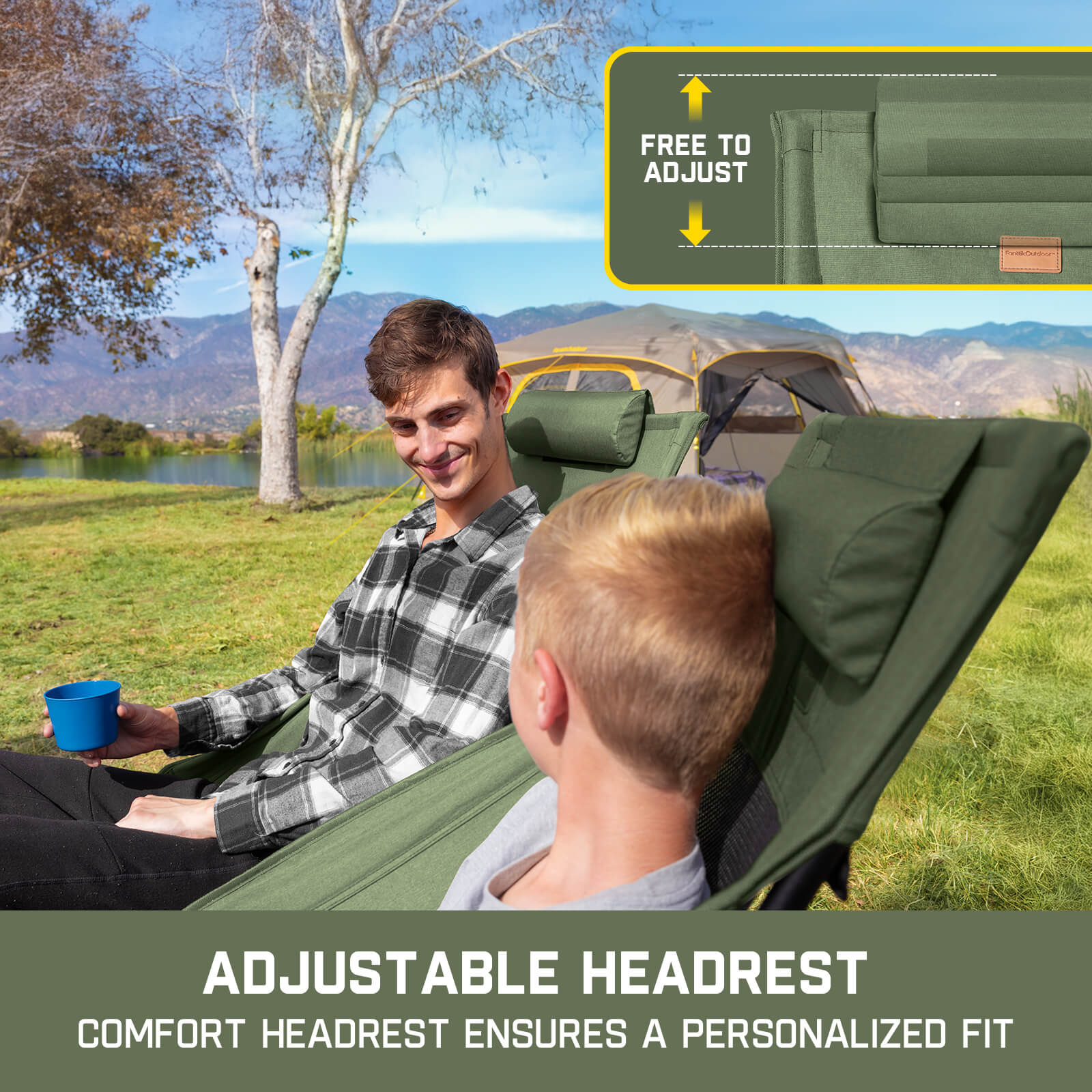 FanttikOutdoor Zeta L8 Max Camping Chair, Portable & Lightweight, Multi-Angle Adjustable, Supports up to 250 lbs, Comfort-Driven Design, High Strength Camping Chair for Travel, Hiking, Fishing, Green