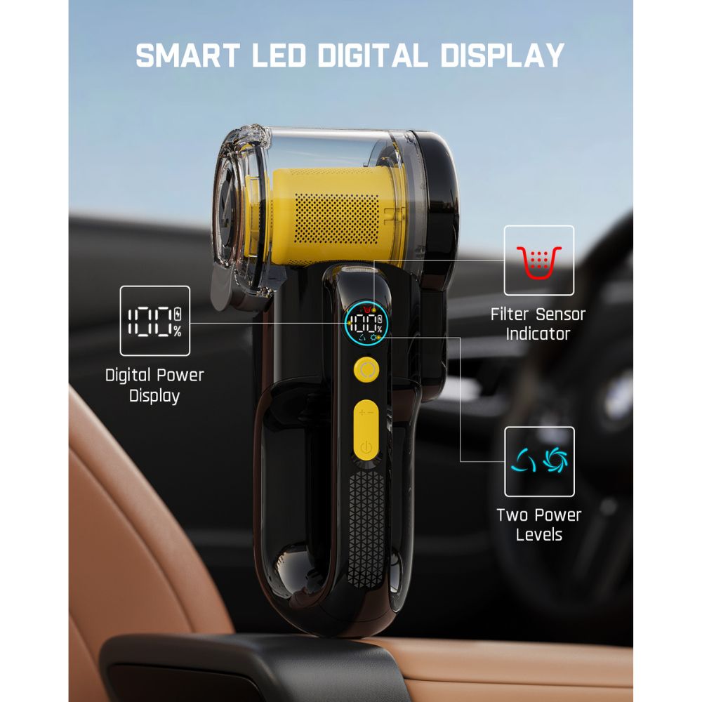 Fanttik DynamicClean™ V10 Mate Pivoting Cordless Handheld Vacuum, 14kPa/40AW, 2.5H Fast Charge, 16.9 oz Large Dustcup, 100W Brushless Motor& LED Light, Portable Vacuum for Car Home Cleaning
