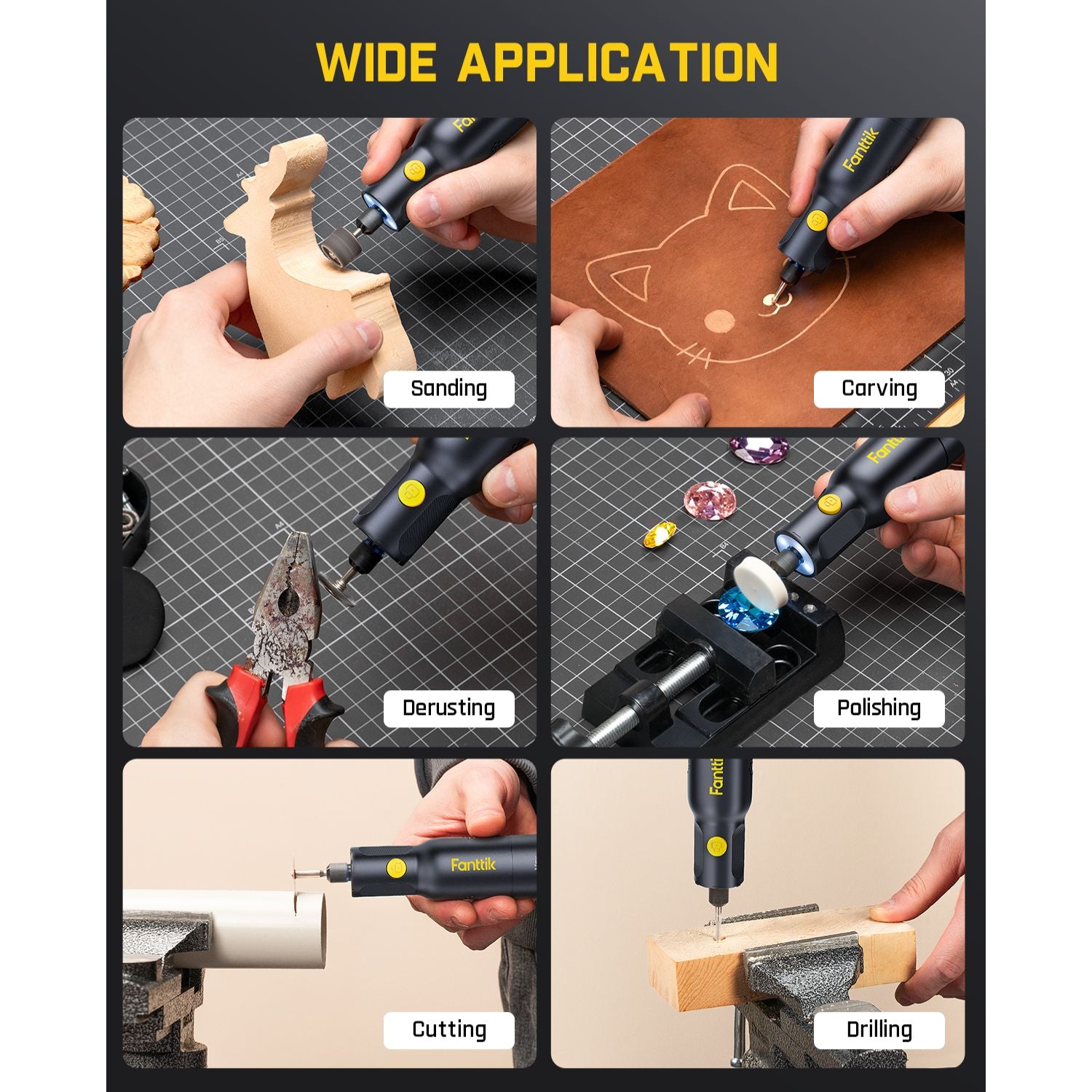 Fanttik F2 PRO Cordless Rotary Tool Kit 4V, Strong Magnetic Motor, Revostor Hub, 5 Variable Speed, 25000 RPM, 55 Accessories, for Sanding, Polishing, Drilling, Carving, Cutting DIY Crafts