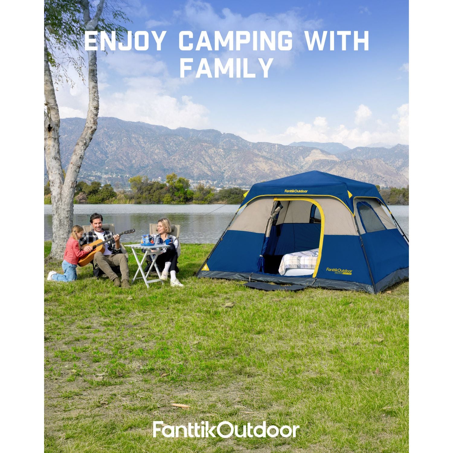 FanttikOutdoor Zeta C6 Pro Camping Tent 6 Person Instant Cabin Tent Setup in 60 Seconds with Rainfly & Windproof Portable Tent with Carry Bag for Family Camping & Hiking