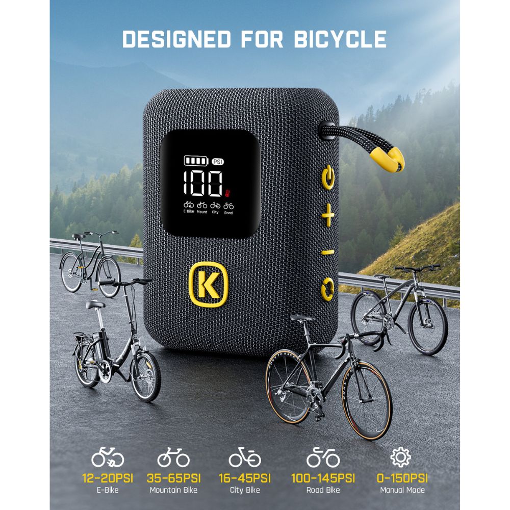 Fanttik X8 Ace Bike Pump 150PSI Fast Portable Tire Inflator, Coreless Rechargeable Electric Bicycle Air Pump, Auto Stop, with Presta and Schrader Valve for E-Bike, Mountain Bike, City Bike, Road Bike