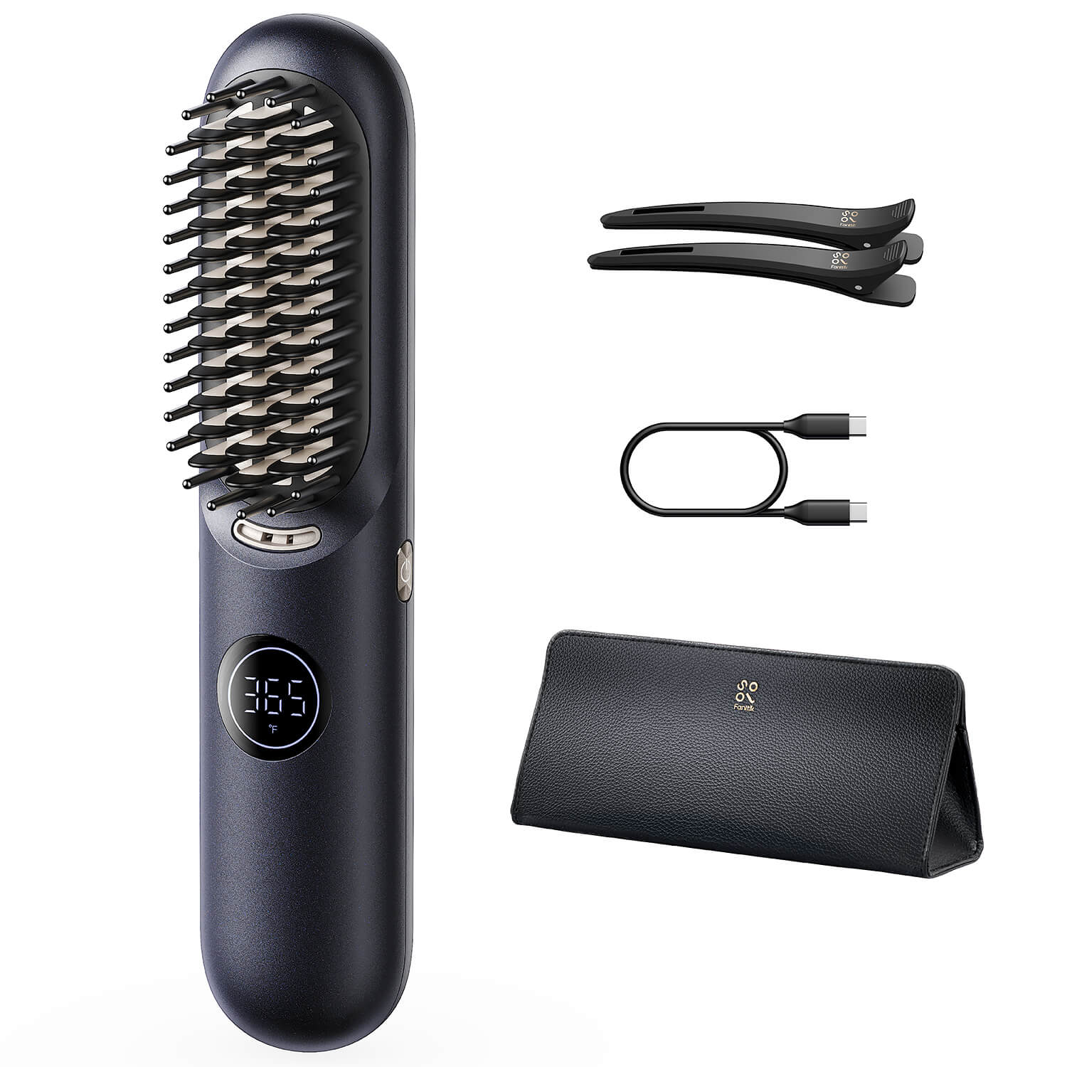 FanttikSolo I10 Apex Hair Straightener Brush, Cordless Straightening Brush with 113% Larger Heating Area & LED Temperature Display, Ceramic Coating & Ionic Technology, Safe Mode for Frizz-Free Shine