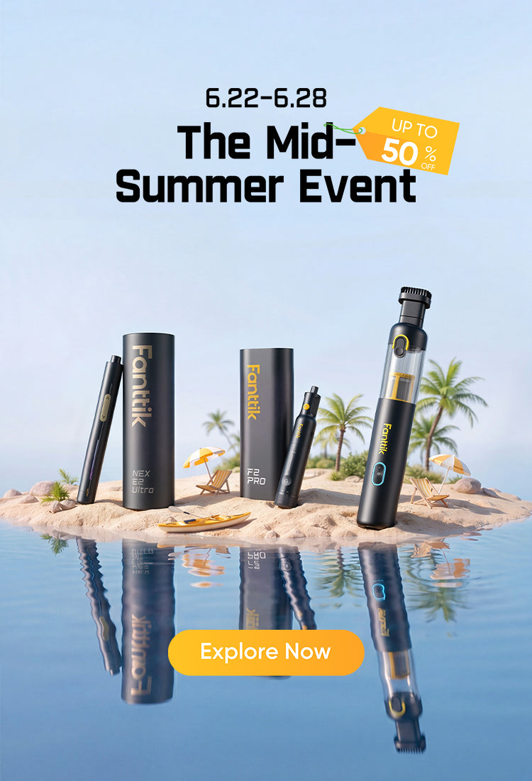 Promotional image for 'The Mid-Summer Event' with vape devices on a beach setting.