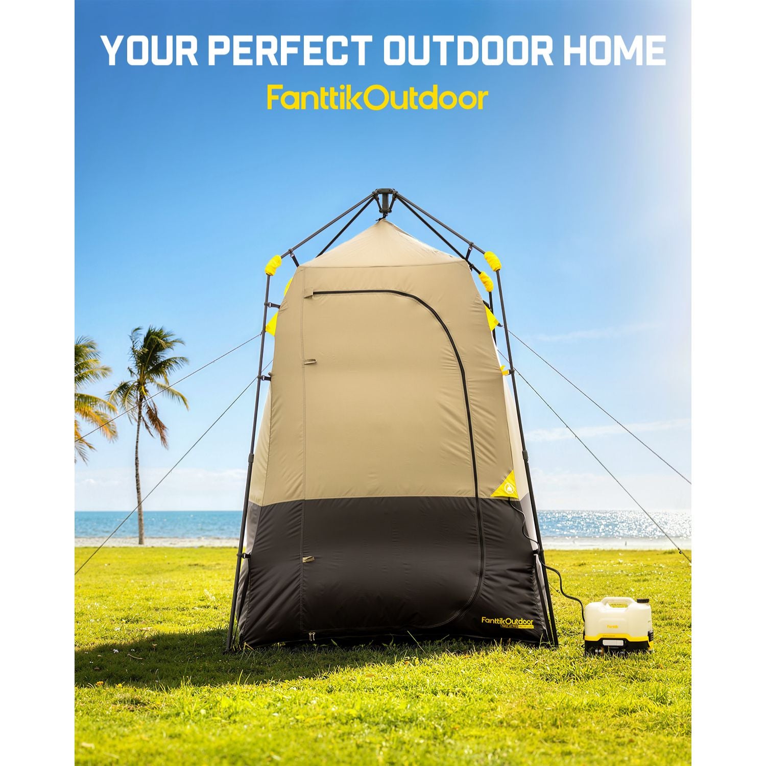 FanttikOutdoor Zeta A1 Pro Shower Tent, Instant Setup in 60 Seconds with Rainfly & Windproof, Portable with Carry Bag for Family Camping, Privacy Shelters Upgraded Ventilation