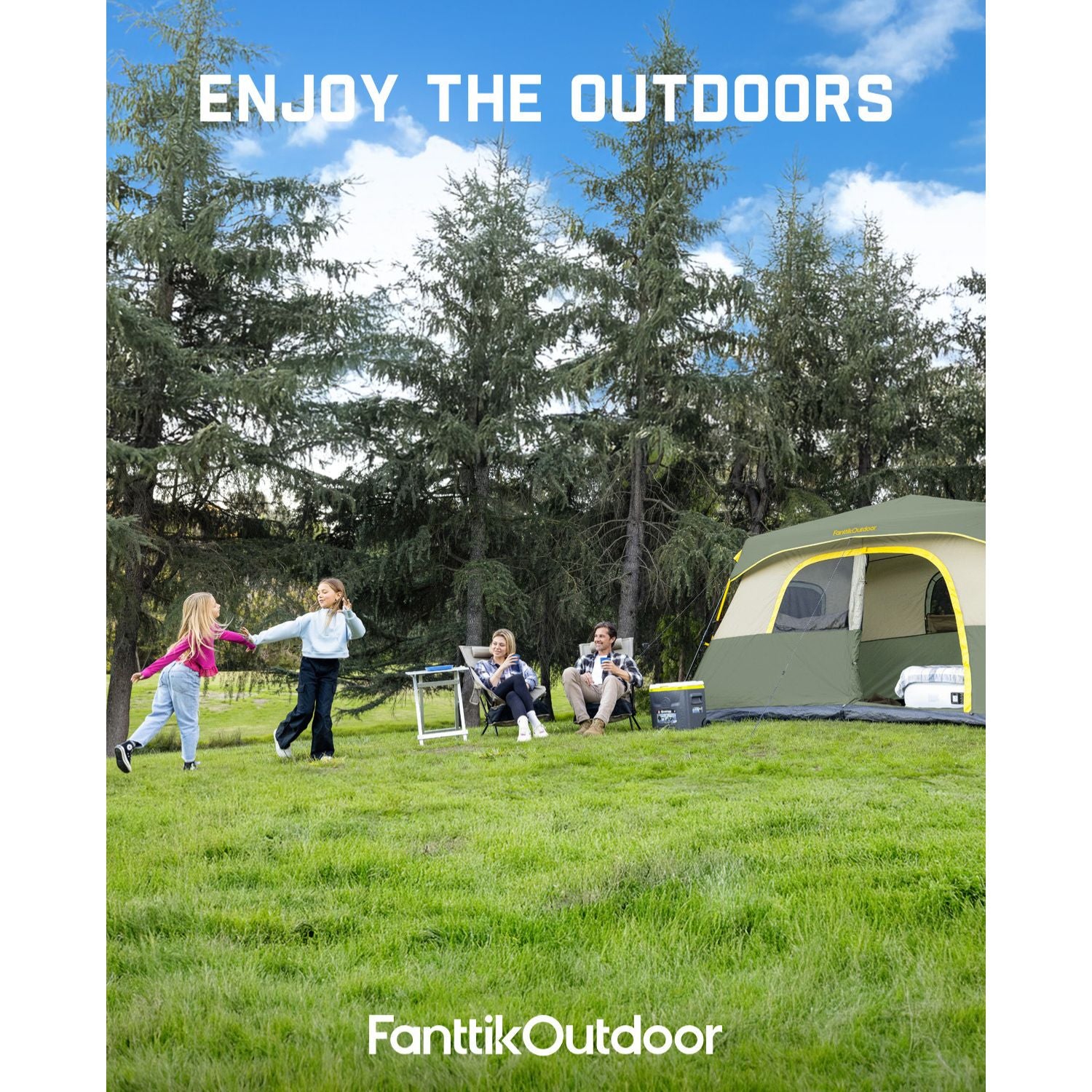 FanttikOutdoor Zeta C8 Pro Camping Tent 8 Person Instant Cabin Tent Setup in 60 Seconds with Rainfly & Windproof Portable Tent with Carry Bag for Family Camping & Hiking